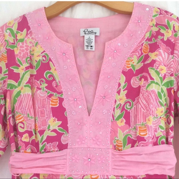 Lilly Pulitzer Cotton Floral Dress in Pink SzS - Picture 2 of 8